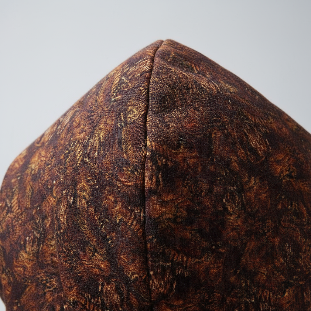 Exclusive collector's hoodie, brown patterned unisex statement for urban fashion subcultures