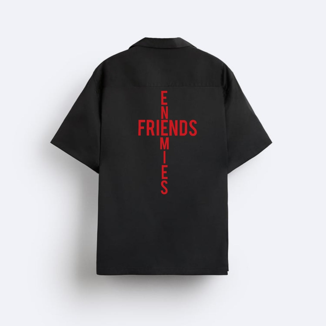 Unisex Oversize Friends Enemies Shirt / Black /