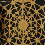 Unisex sweater in fine wool blend, strikingly patterned in an urban, architecture-inspired style