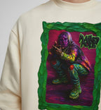 Outlandish unisex sweater with eye-catching graffiti-inspired print, bright and expressive design