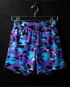 Blue Camouflage Regular Fit Unisex Athletic Shorts
