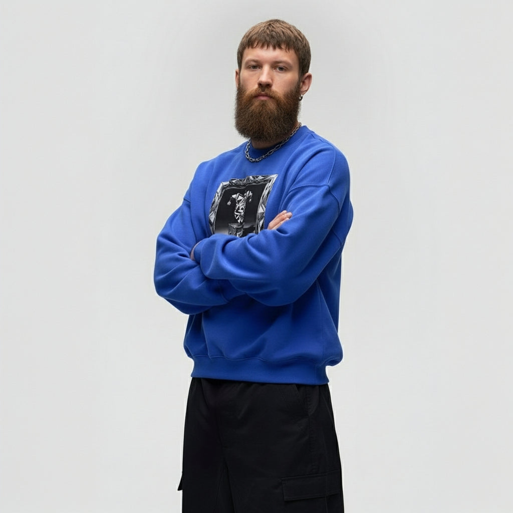 MONEY REBELLION BLUE REGULAR FIT UNISEX PULLOVER