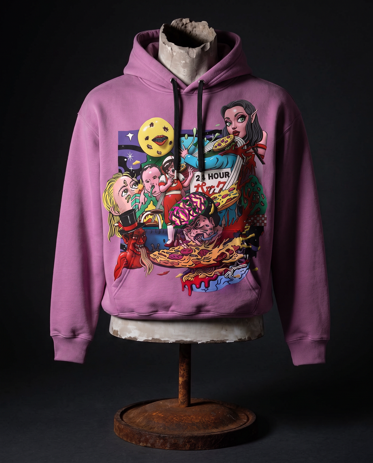 Nocturnal Lucid Feast Deep Pink Relaxed Fit Unisex Hoodie