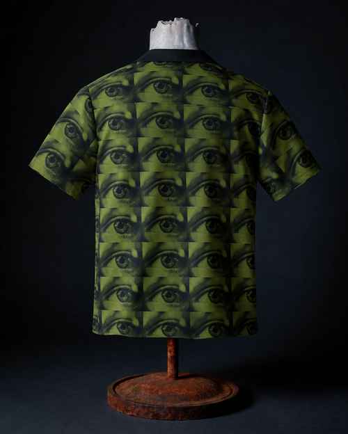 ALL EYES ON ME GREEN REGULAR FIT UNISEX BUTTON SHIRT