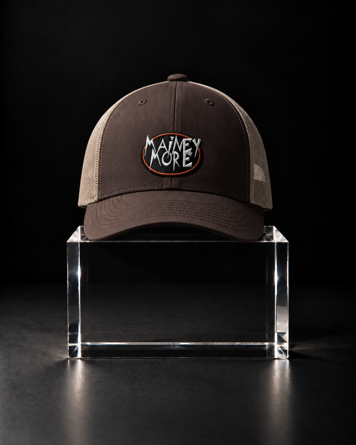 Unisex Curved Trucker Cap in Brown by Mainey More