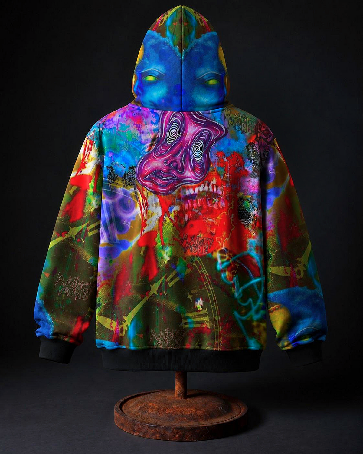 MAINEY TRAUMATIZED RELAXED FIT UNISEX POLY-ZIP-HOODIE