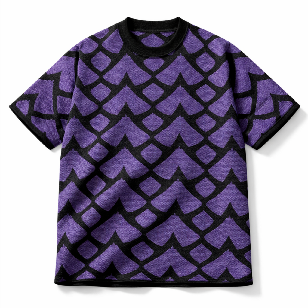 Fractured Grid Violet Unisex Knit Tee