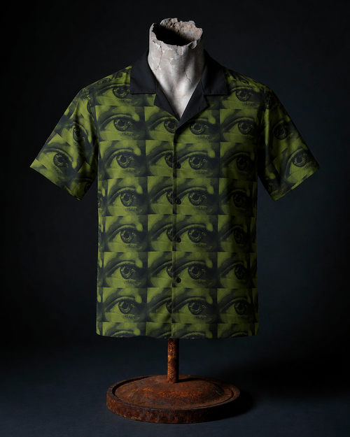 ALL EYES ON ME GREEN REGULAR FIT UNISEX BUTTON SHIRT
