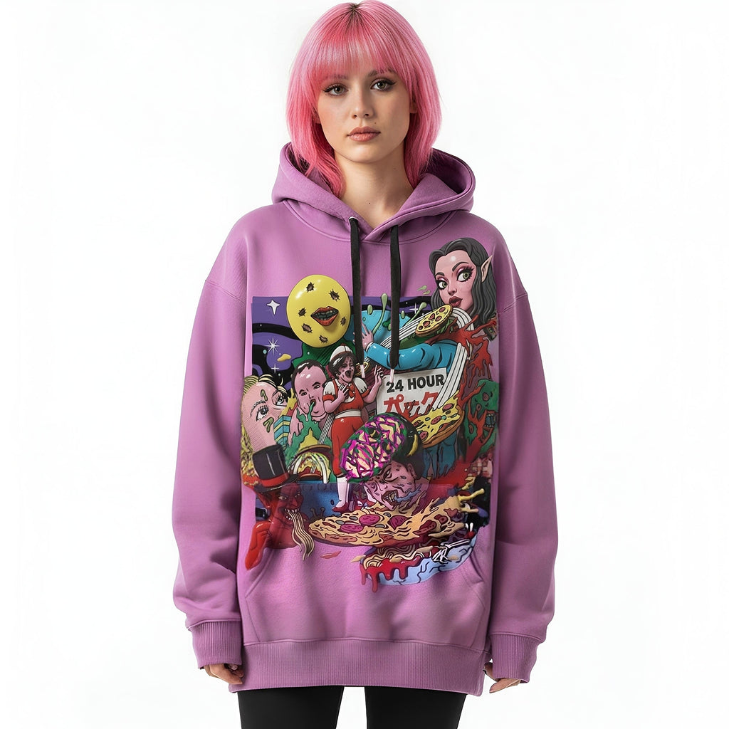 NOCTURNAL LUCID FEAST DEEP PINK RELAXED FIT UNISEX HOODIE