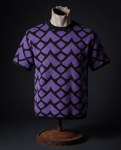 THE SCALE — FRACTURED GRID REGULAR FIT VIOLET UNISEX KNIT TEE