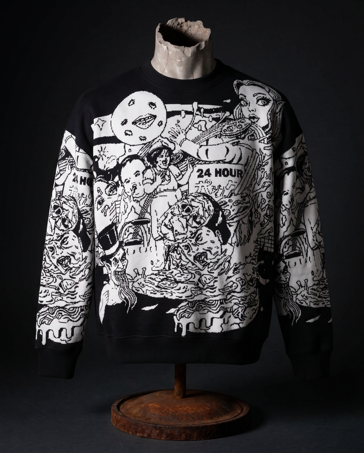 Lucid Feast Black Relaxed Fit Unisex Knit Sweater