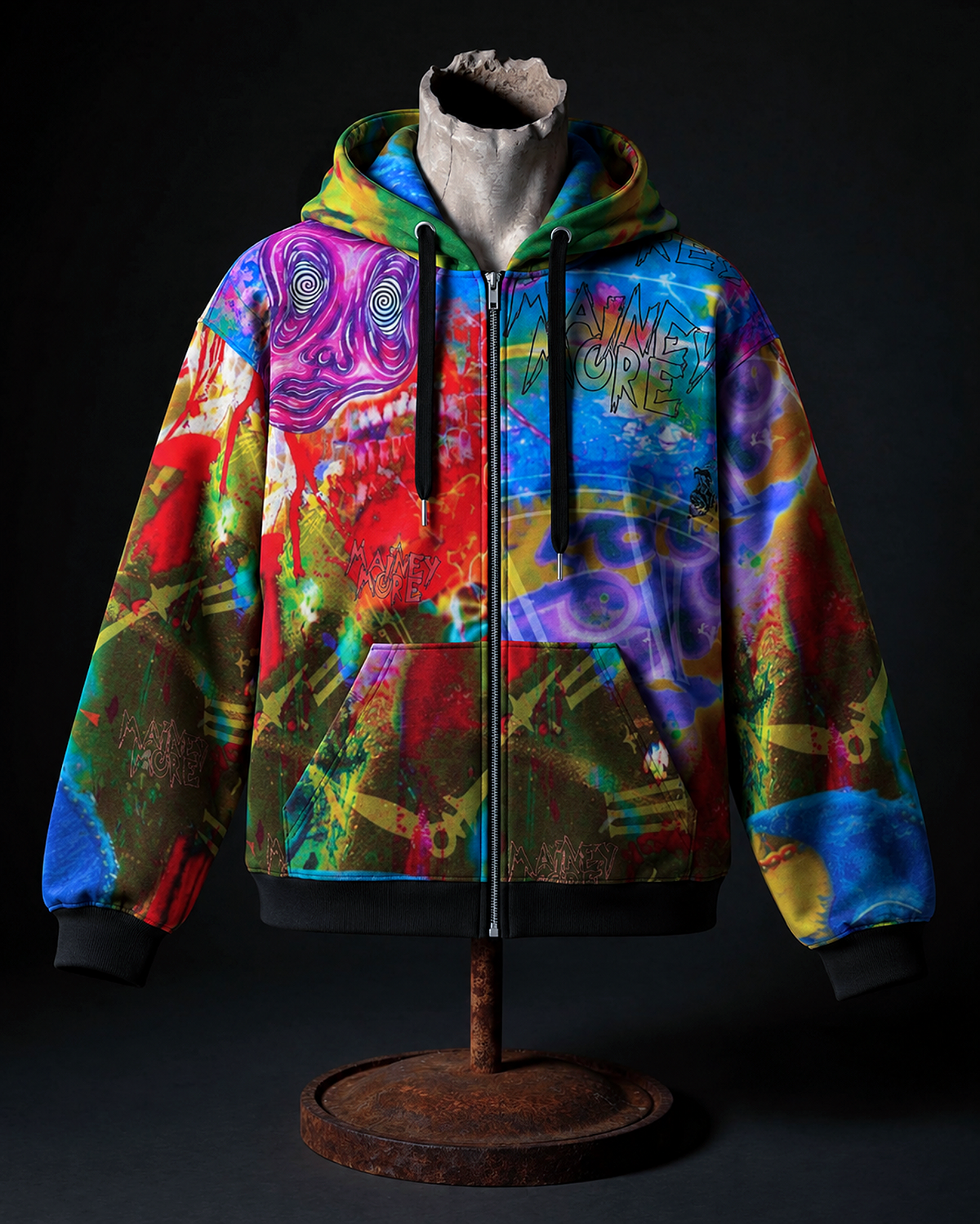 Mainey Traumatized Relaxed Fit Unisex Poly Zip Hoodie