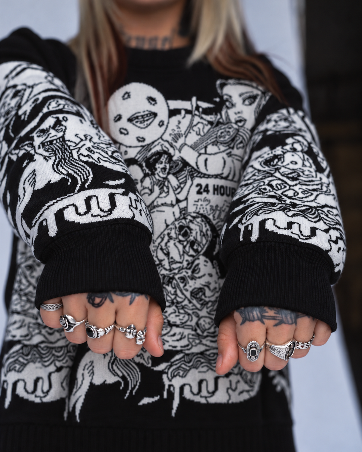 LUCID FEAST SCHWARZ RELAXED FIT UNISEX STRICKPULLOVER