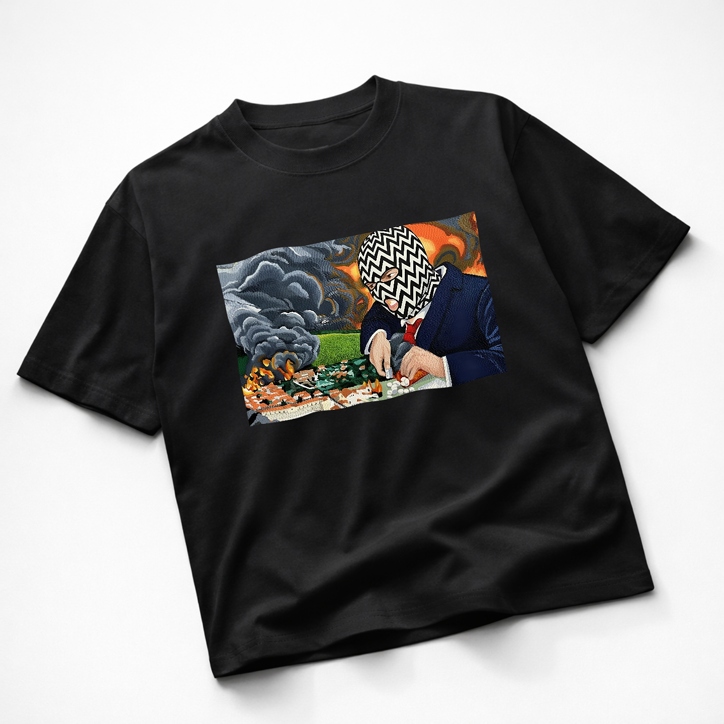 Unisex organic oversized high neck t-shirt ZIGZAG RIOT