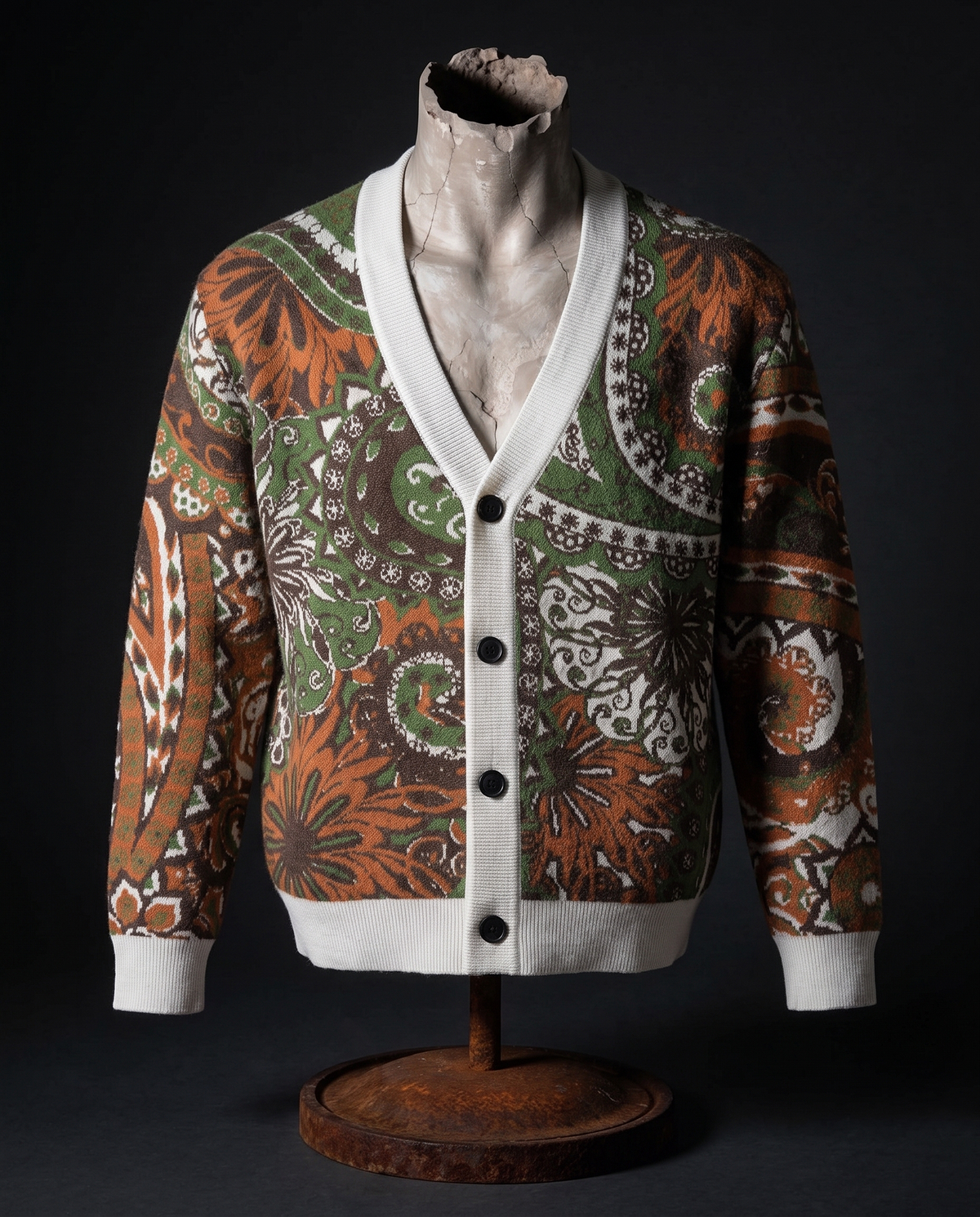 Paisley Relaxed Fit Unisex Knit Cardigan