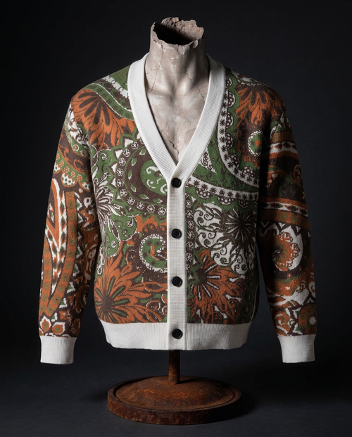 PAISLEY RELAXED FIT UNISEX KNIT CARDIGAN