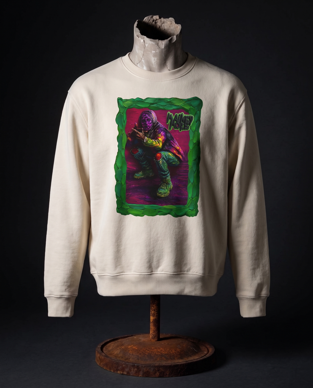 MA$KED MOOD REGULAR FIT BEIGE UNISEX PULLOVER