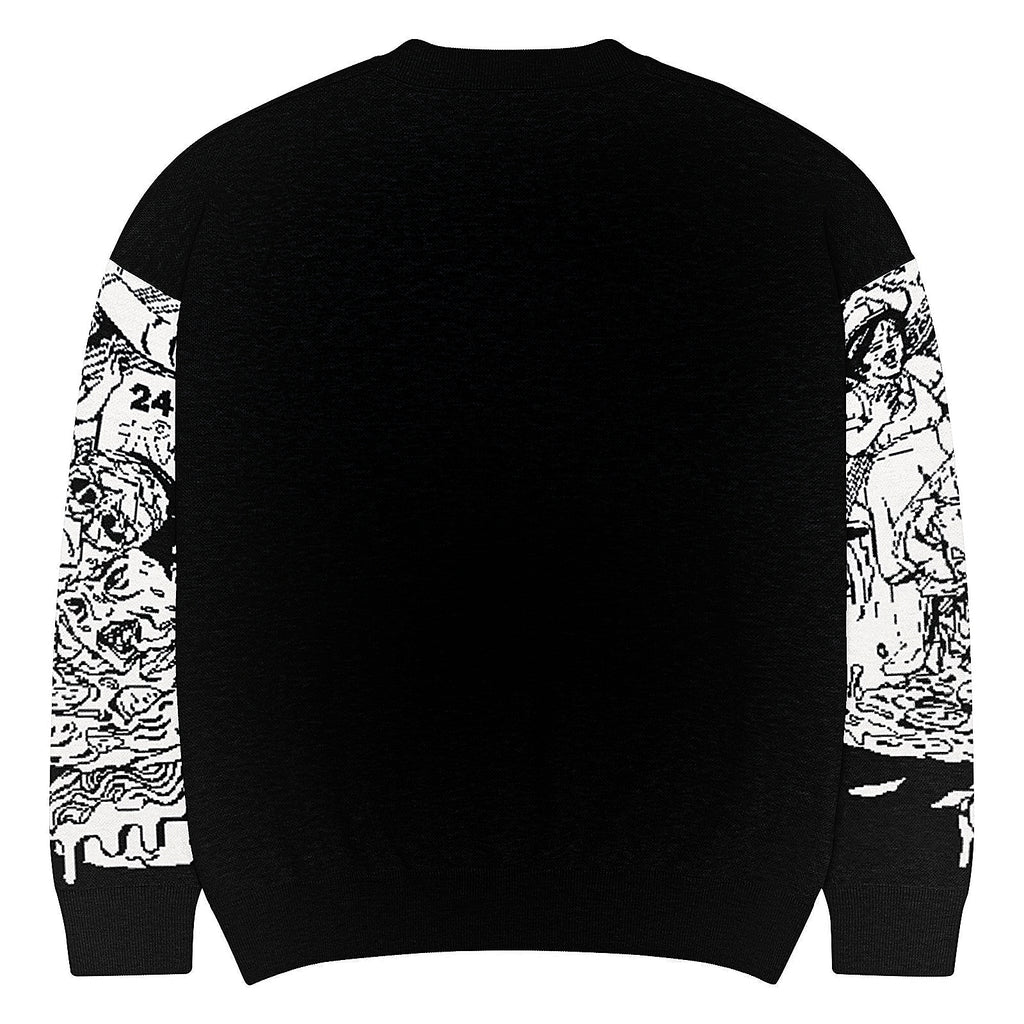 LUCID FEAST BLACK  RELAXED FIT UNISEX KNIT SWEATER