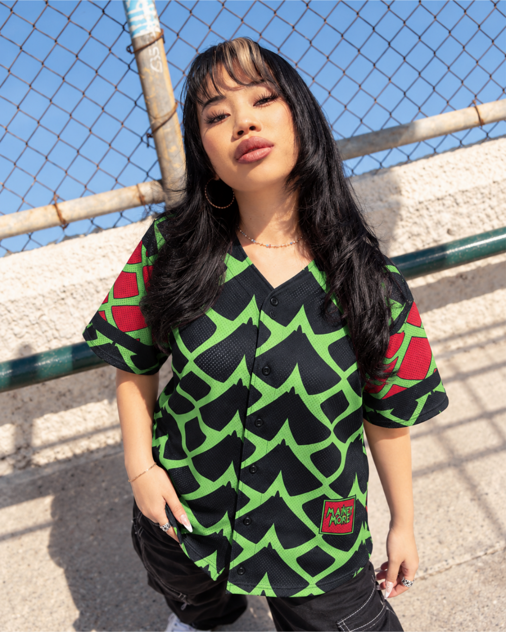 Recycled Vertebra Baseball Jersey – MAINEY MORE, view 3