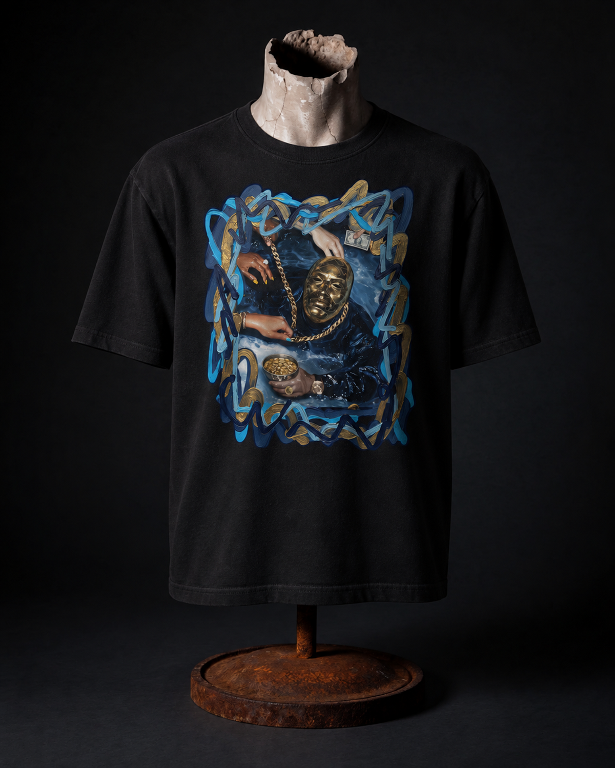 GOLDEN SYNDICATE BLACK UNISEX RELAXED FIT TEE