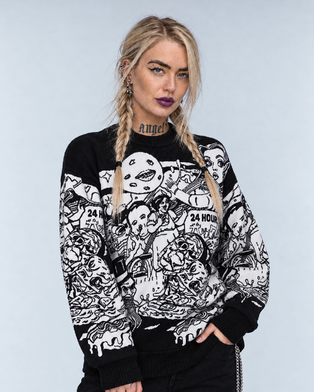 LUCID FEAST SCHWARZ RELAXED FIT UNISEX STRICKPULLOVER