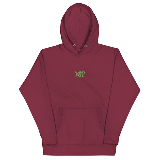 Unisex Mainey Hoodie / Bordeaux / Embroidery Light Green /