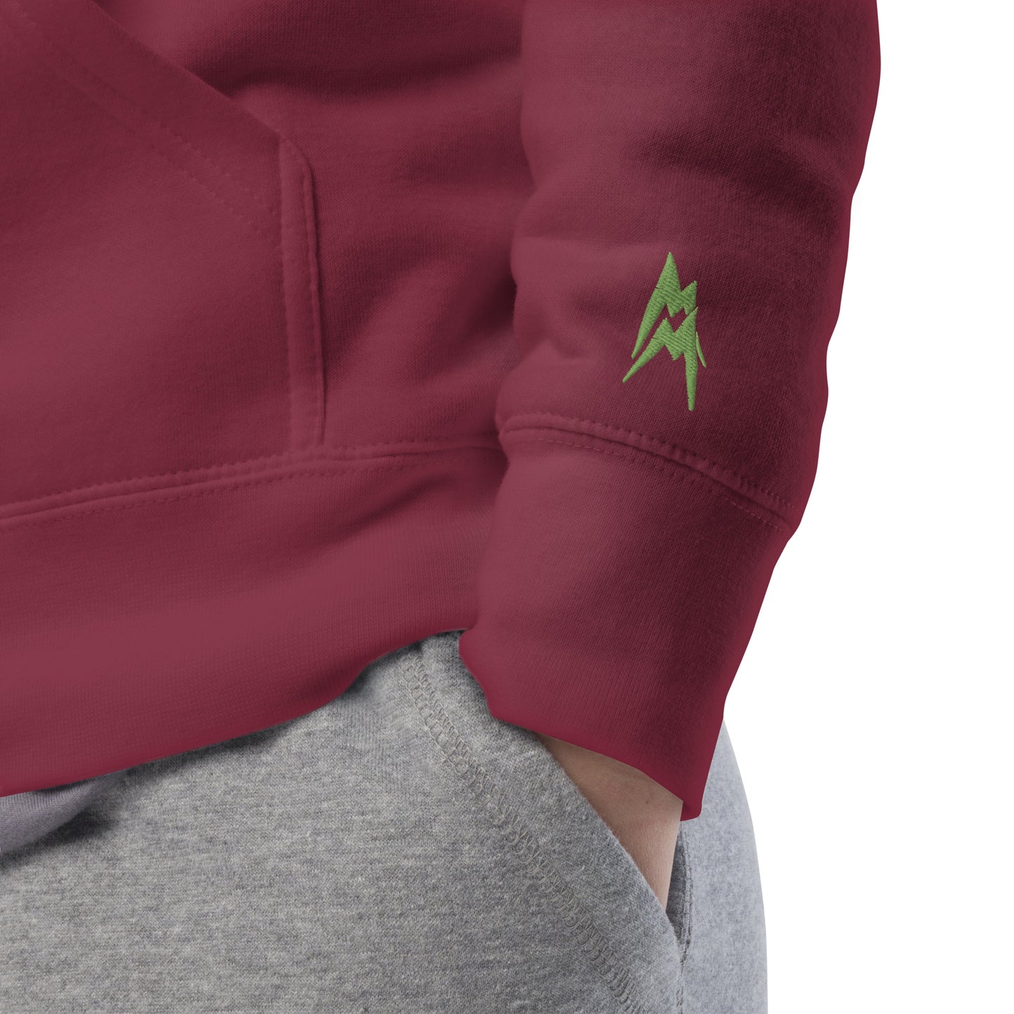 Unisex Mainey Hoodie / Bordeaux / Embroidery Light Green /